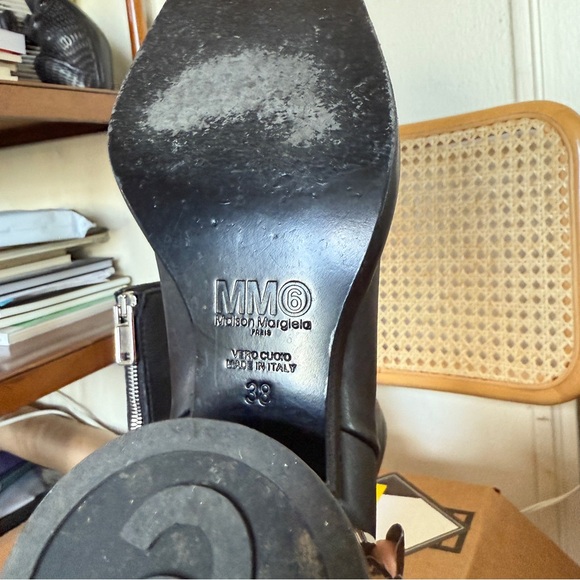 Margiela MM6 Black Leather Ankle Boots - Picture 6 of 6